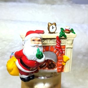 Vintage Porcelain Fireplace with Santa Candle Holder